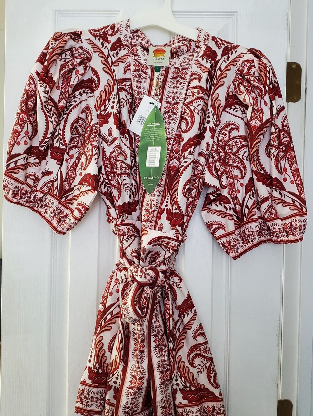 FARM Rio Red / White Paisley Tie-Waist Short Romper